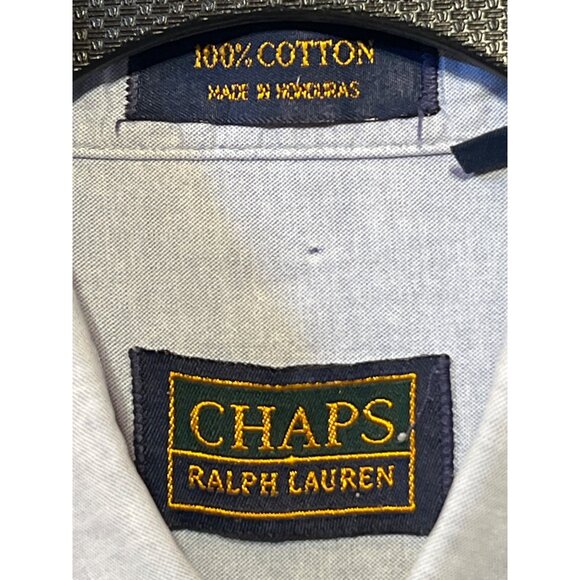 CHAPS RALPH LAUREN Mens Button Down Oxford Shirt Size 15.5 Light Blue Crown Logo - Picture 7 of 10